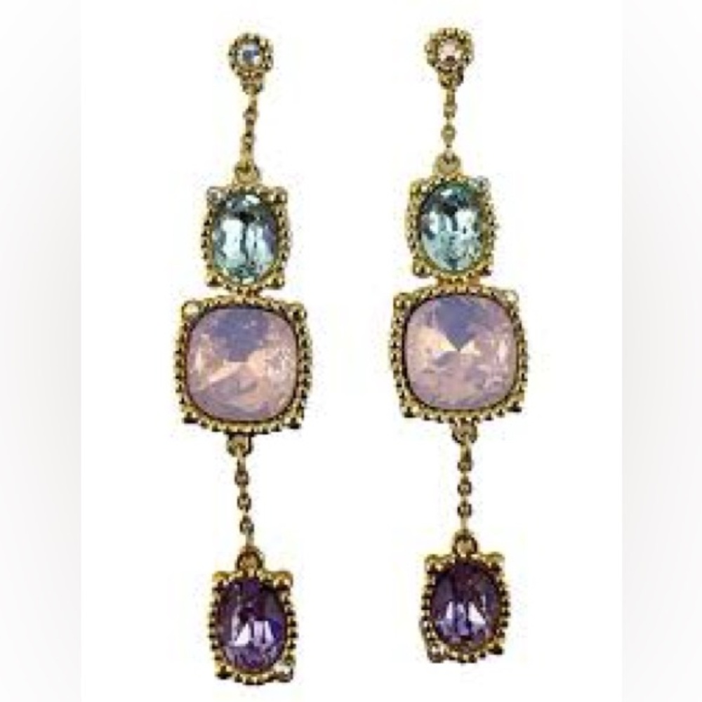 Swarovski Rosette Rose Gold Opal Purple Dangle Earrings